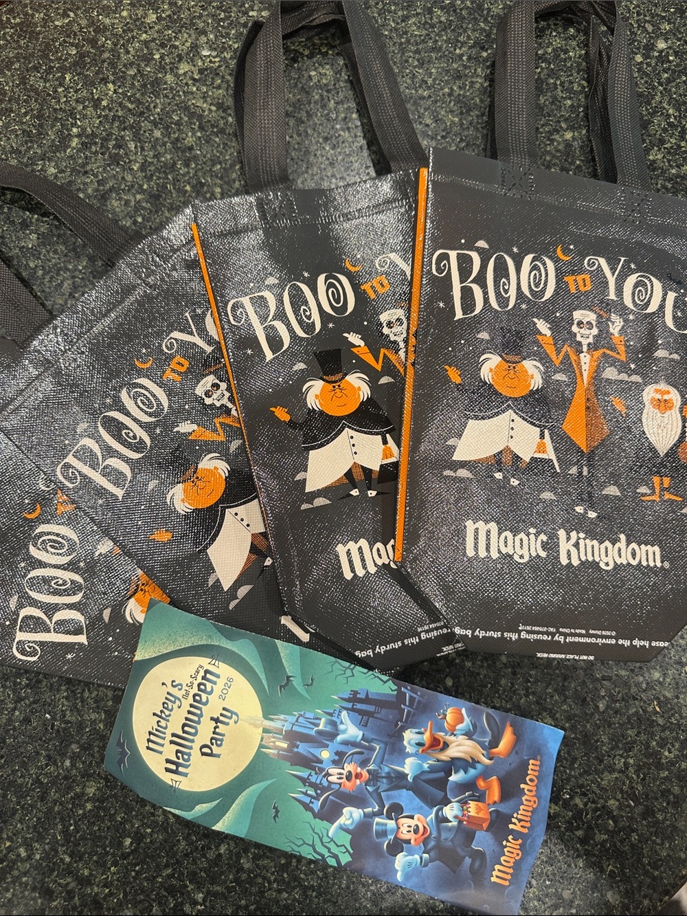 Mickeys not so scary Halloween party candy Tote Bag boo to you hitchhiking ghost
